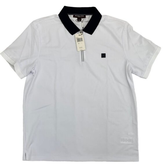 MK Half-Zip Polo Shirt White Michael Kors Size L - Picture 1 of 11